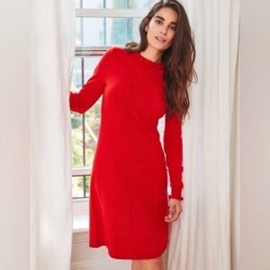 Boden Lara Knitted Dress / red frill trim sweater dress